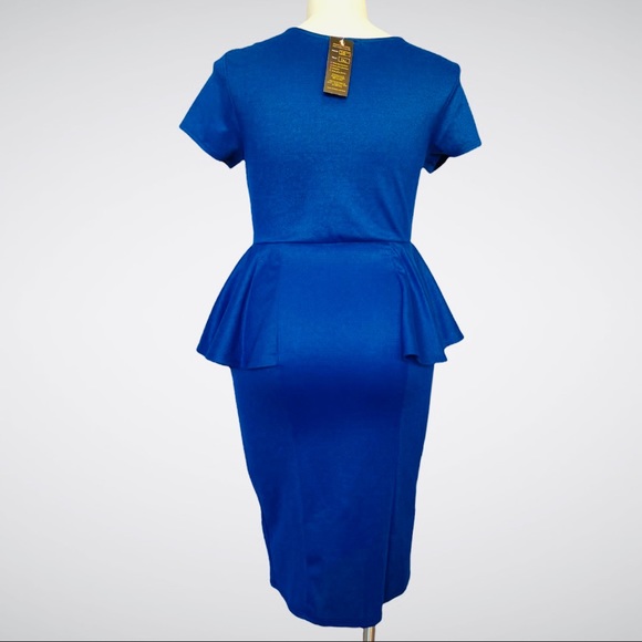 Royal Blue Peplum Short Sleeve Icon Dress 1X NWT - Picture 4 of 12